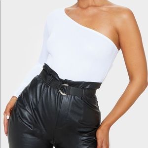 One shoulder thong bodysuit